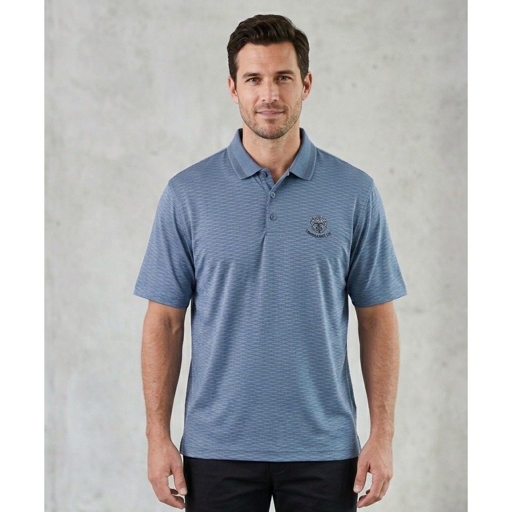 Cutter & Buck Polo Shirt Mens Large Blue Geometric Pattern Cotton‎ Tippecanoe